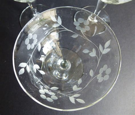 vintage etched crystal champagne glasses set of 6