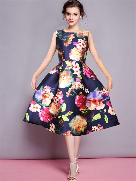 sleeveless florals flare navy dress fashion dresses formal floral dress outfit summer floral