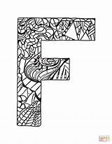Lettere Zentangle Alfabeto Lettera Supercoloring Scarabocchio Stilizzate Particolari Stampare sketch template