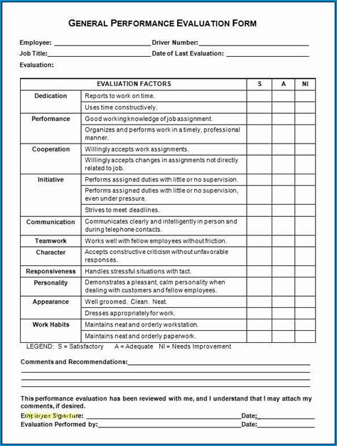 printable employee performance review form