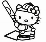 Softball Coloring Kitty Hello Baseball Sheets Cute Decal Clip Decals Car Ak0 Cache sketch template