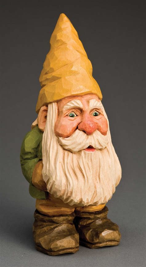 happy christmas gnome woodcarving illustrated