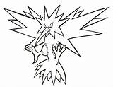 Pokemon Zapdos Coloring Pages Legendary Printable sketch template