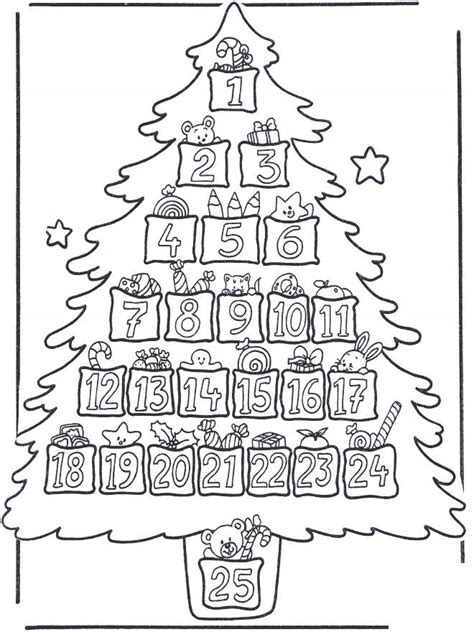 christmas tree  advent calendar coloring pages  printable