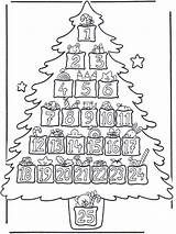 Advent Calendar Coloring Christmas Pages Tree Printable Print sketch template