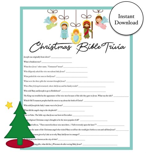 christmas bible trivia game instant  holiday party games