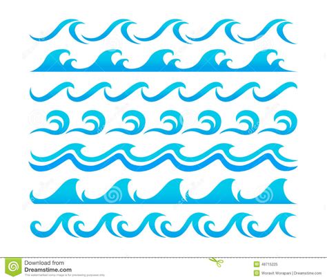 water waves design elements vector set stock vector