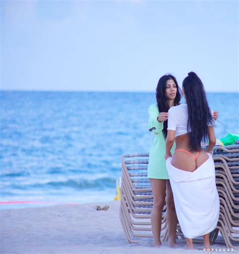 Kim Kardashian Wearing Thong Bikini In Miami August 2018 Popsugar
