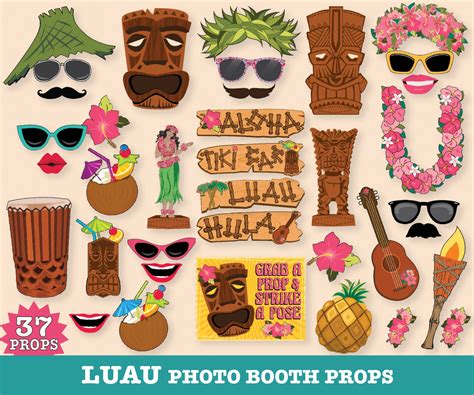 hawaiian luau photo booth props luau props tropical wedding shower