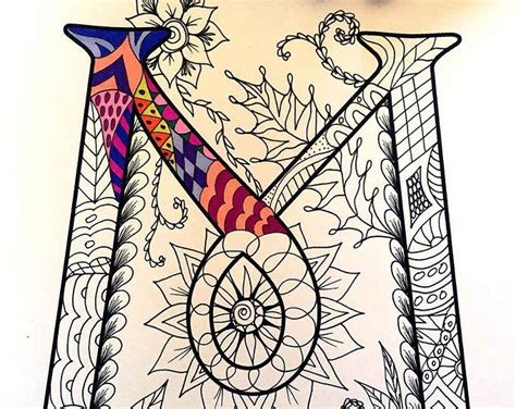 letter  zentangle inspired   font harrington coloring pages