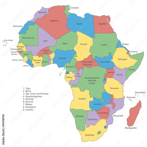 afrika politische karte beschriftet stock vektorgrafik adobe stock