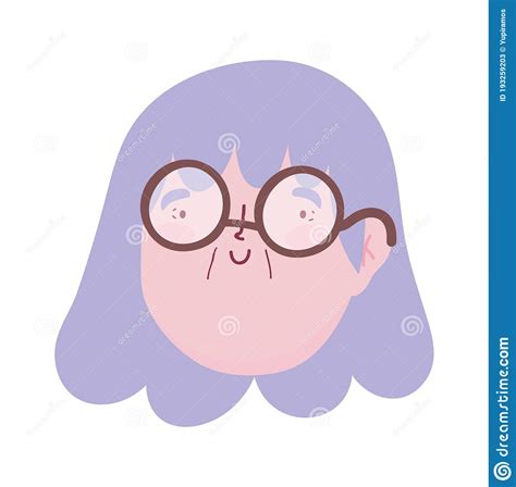 Old Woman With Glasses Cartoon Character Face Isolated Icon Image Stock