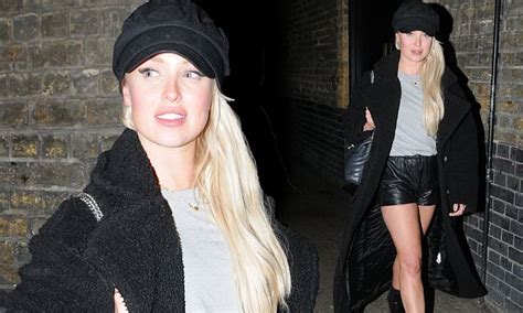 jorgie porter puts on a leggy display in leather shorts