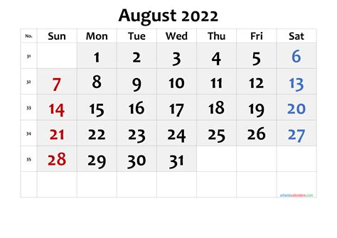 august  calendar printable pics