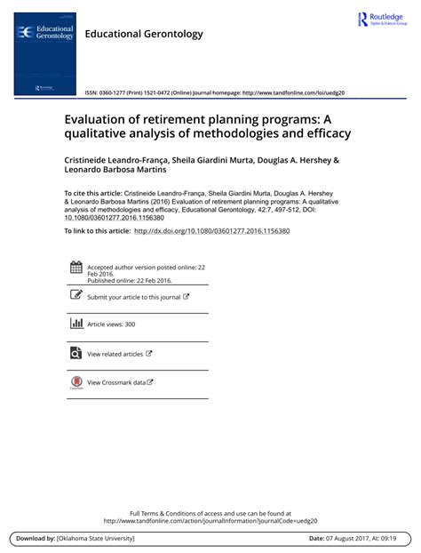 evaluation  retirement planning programs  qualitative