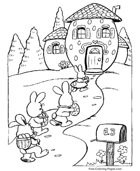 coloring pages easter bunnys house
