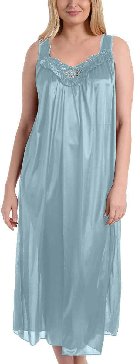 Ezi Women S Satin Silk Sleeveless Lingerie Long Nightgowns