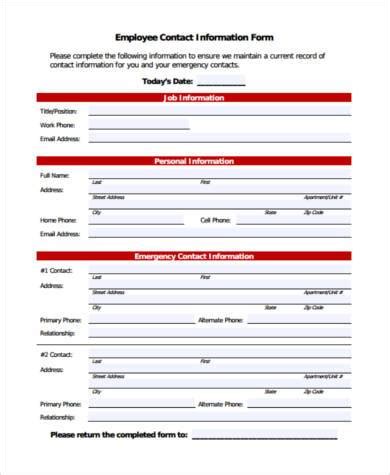 sample contact forms   ms word excel