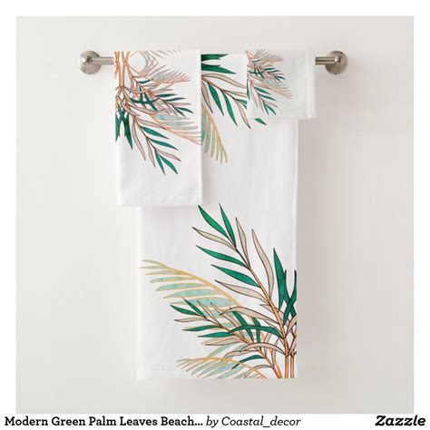 modern green palm leaves beach bathroom bath towel set zazzle bath