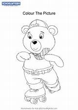 Worksheet Tubby Noddy Detective Toyland Skating Bear Coloring Pages Schoolmykids Craft sketch template