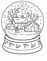 Winter Coloring Pages Wonderland Printable Snow Globe sketch template