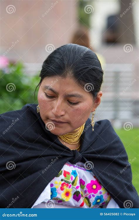 woman   mestizo ethnic group  otavalo ecuador editorial