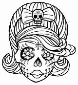 Skull Sugar Coloring Girl Printable Pages Print Size sketch template