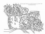 Coloring Pencil Colored Adult Still Life Sunflower Application Lsirish Jars sketch template