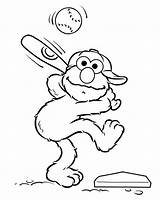Baseball Elmo Hitting Cubs Coloring4free Batting sketch template