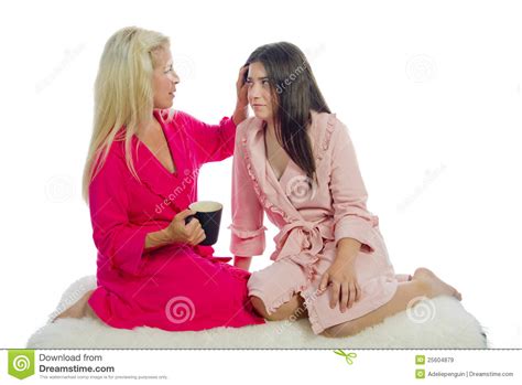 mother and teenage daughter talking stock image image of