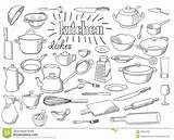 Dishes Coloring Set Large Book Doodle Inscription Drawn Sketch Kitchen Hand Style sketch template