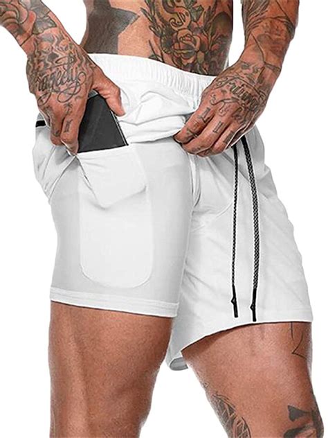 aunavey men s 2 in 1 running shorts gym workout quick dry mens shorts