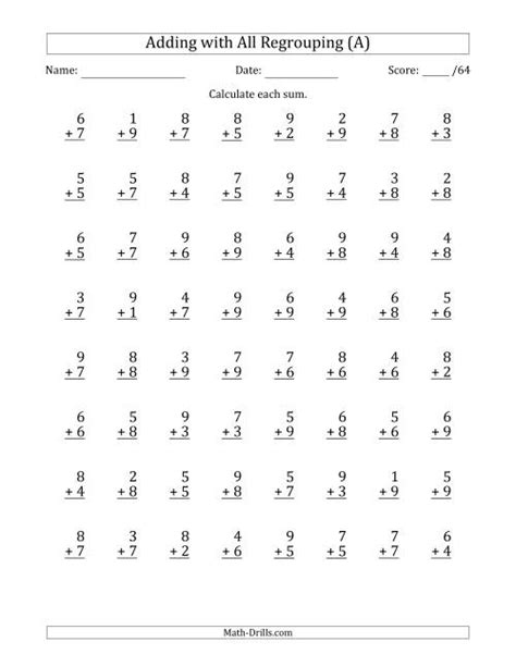 printable single digit addition worksheets  calendar printable