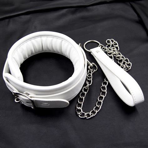 Quality White Leather Bondage Harness Slave Bdsm Collar