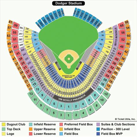 dodger stadium detailed seating chart  seat numbers