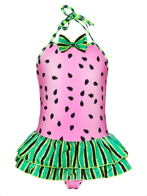 watermelon print skirted one piece swimsuit mia belle girls
