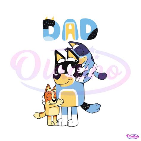 bluey dad playing son  daughter svg graphic design files