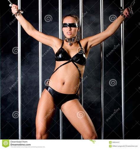 Beautiful Woman In Lingerie In Bondage Style Stock Image