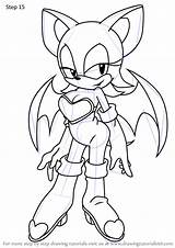 Rouge Sonic Bat Draw Drawing Step Tutorials sketch template