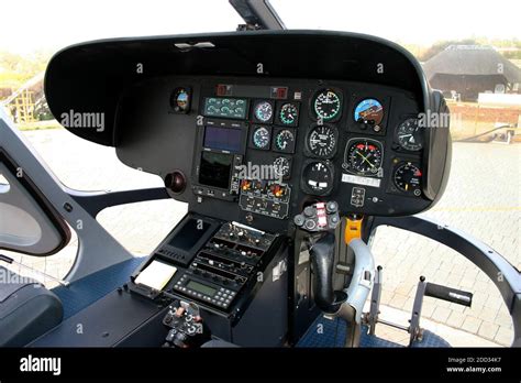 The Interior Of The Cockpit Of A Helicopter Showing The Flight Controls
