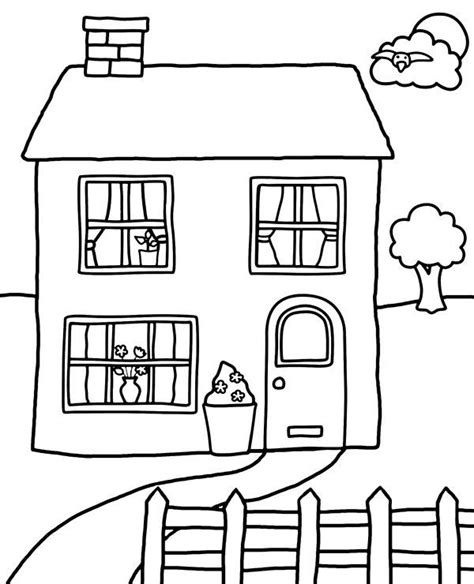 simple house coloring page  kids