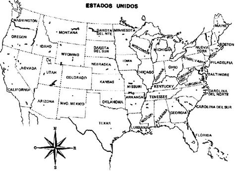 pinto dibujos mapa de estados unidos con división política para colorear