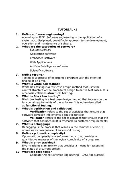 se tutorial  software engineering question paper tutorial  define software engineering
