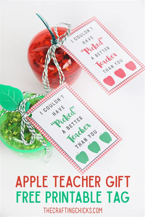 apple teacher gift tag printable  crafting chicks
