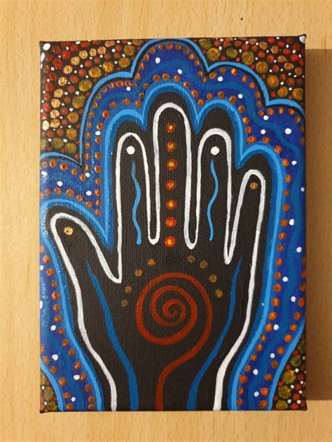 Healing Art Aboriginal Style Healing Hand Original Spiritual Etsy
