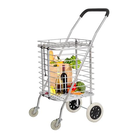 layer shopping cart foldable trolley  swivel wheels rolling