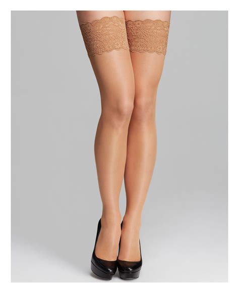 Lyst Wolford Satin Touch Stay Ups Tights In Natural