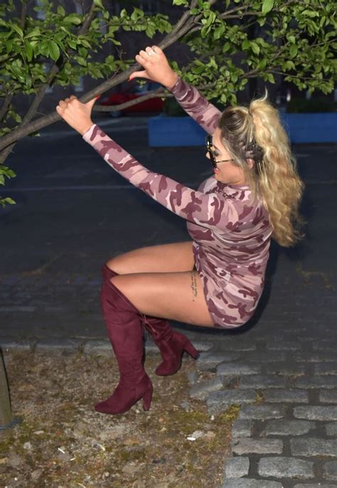 Chloe Ferry Flashes Her Pants Rolling Around On The Pavement After