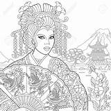 Coloring Geisha Pages Girl Drawing Japanese Holding Actress Getdrawings Face Getcolorings sketch template