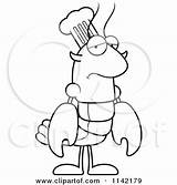 Lobster Crawdad Mascot Depressed Character Chef Clipart Cartoon Thoman Cory Outlined Coloring Vector sketch template
